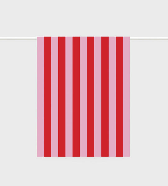 Tea Towel Pink + Red Stripe - Lettuce