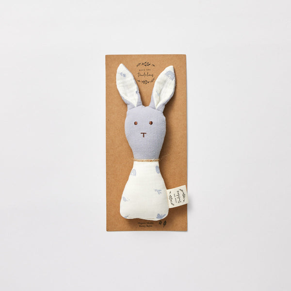 Bunny Rattle Organic Muslin - Over the Dandelions