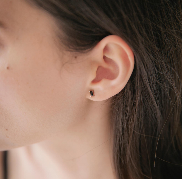 You Rock Rectangle Studs | Black - SOPHIE store