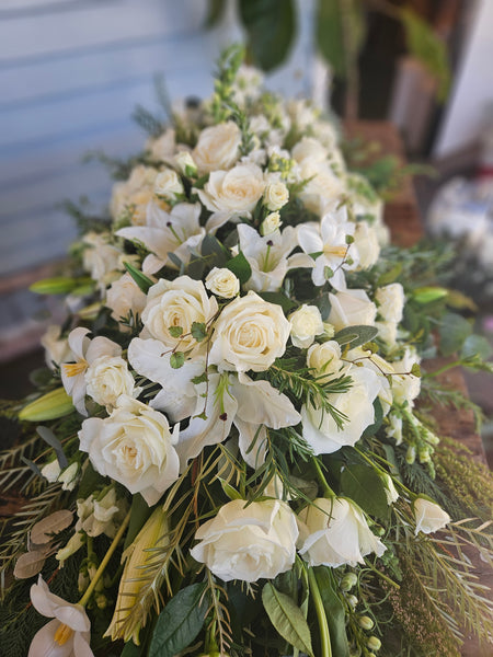 Casket Spray - Elegant White Tribute