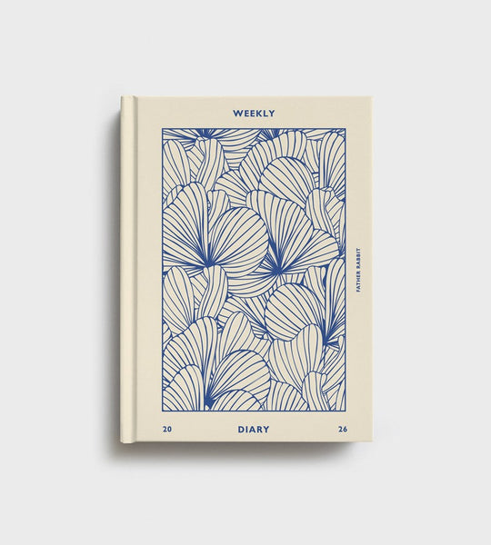 Prussian Blue Floral Weekly 2026 Diary - Father Rabbit