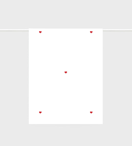 Tea Towel Red Hearts Embroidered - Lettuce