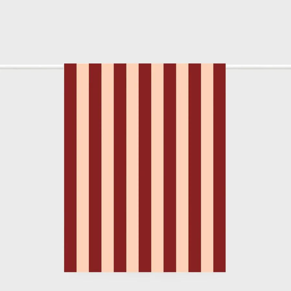 Bold Stripe Tea Towel Burgundy + Peach - Lettuce