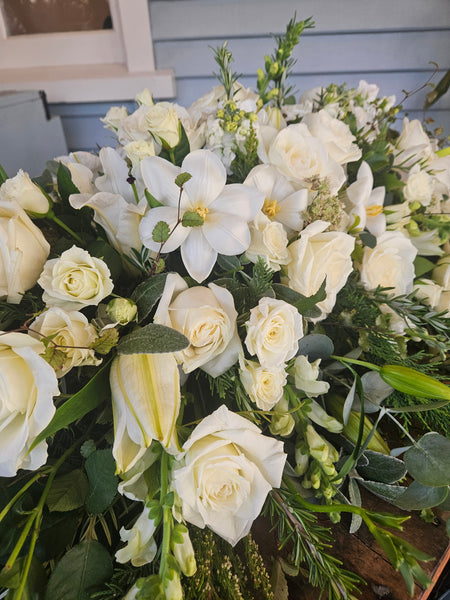 Casket Spray - Elegant White Tribute