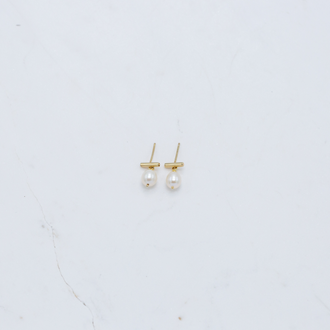 Drop Pearl Studs Small - Sophie Store